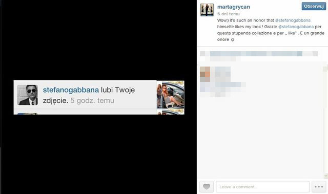 Marta Grycan wyróżniona przez Stefano Gabbana (FOTO)