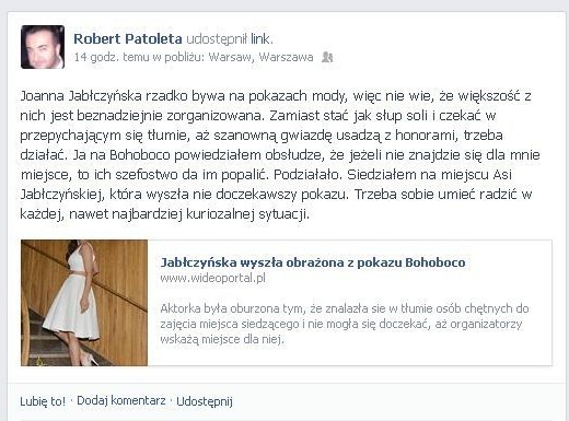 Robert Patoleta poucza Jabłczyńską: Trzeba sobie radzić!