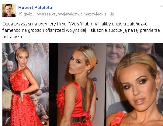 Ksiądz pod zdjęcie Dody na premierze Wołynia: Trzeba mieć kuku-ma niuniu Ksiądz pod zdjęcie Dody na premierze Wołynia: Trzeba mieć kuku-ma niuniu