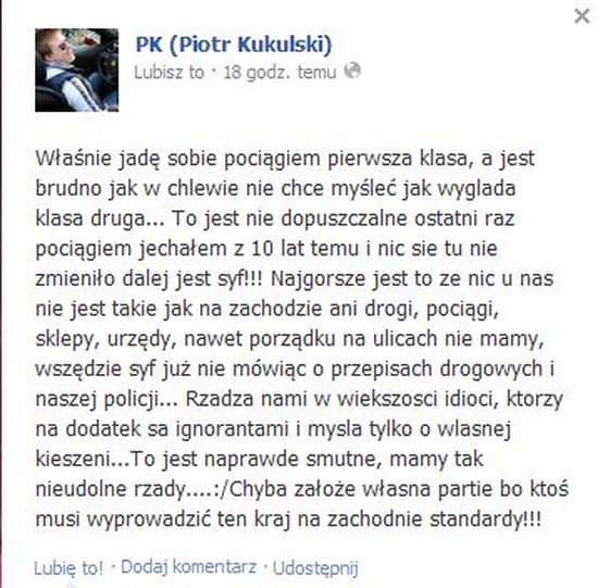 Pikej rozważa założenie własnej partii