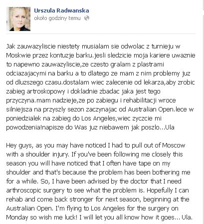 Urszula Radwańska ma poważne problemy ze zdrowiem 