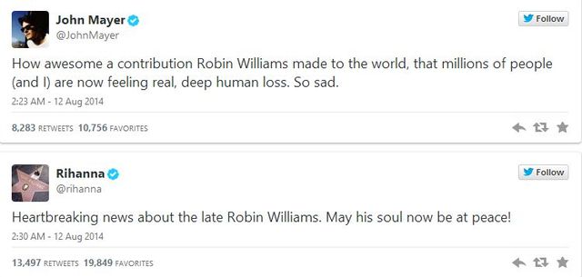 Jak gwiazdy zareagowały na śmierć Robina Williamsa? (FOTO)