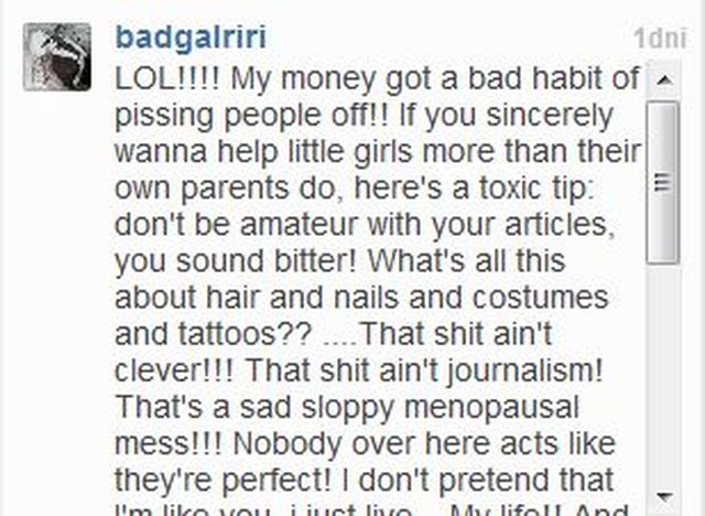 Rihanna: To g*** nie jest dziennikarstwem 