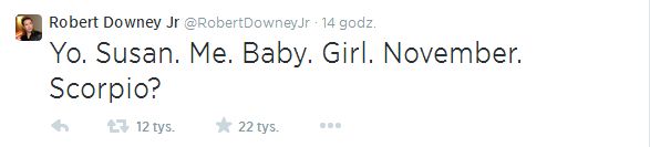 Robert Downey Jr. ponownie zostanie ojcem