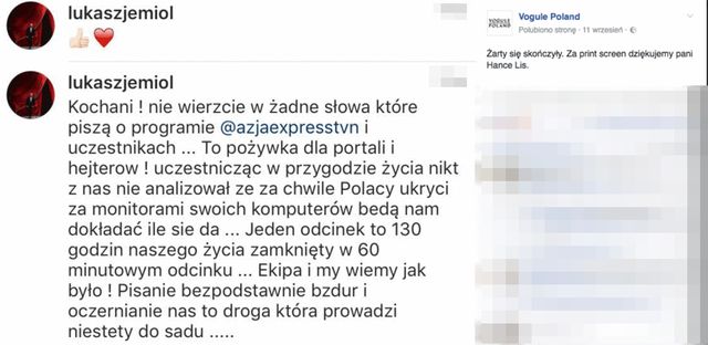 Łukasz Jemioł grozi sądem za krytykę w Azja Express! 