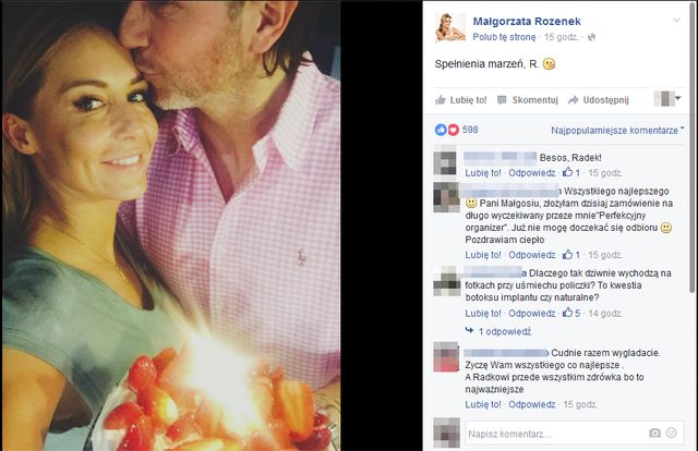 Małgorzata Rozenek pokazała zdjęcie z urodzin Radka Majdana