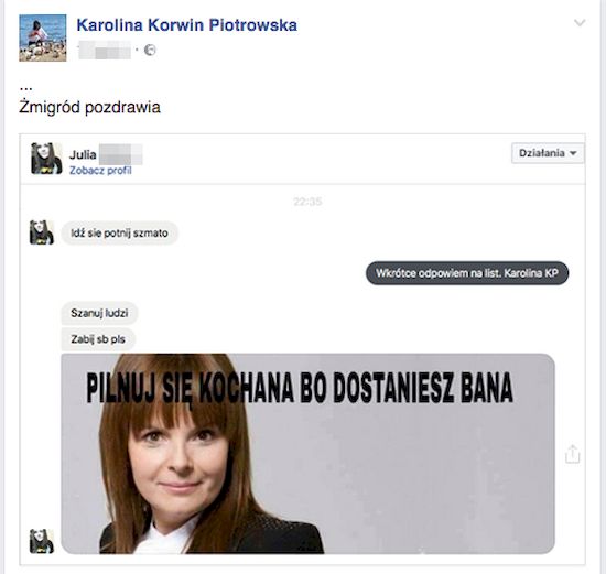 Psychofanki Patryka Pniewskiego atakują Korwin Piotrowską!