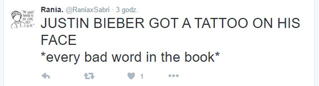 Justin Bieber zrobił sobie tatuaż... NA TWARZY!