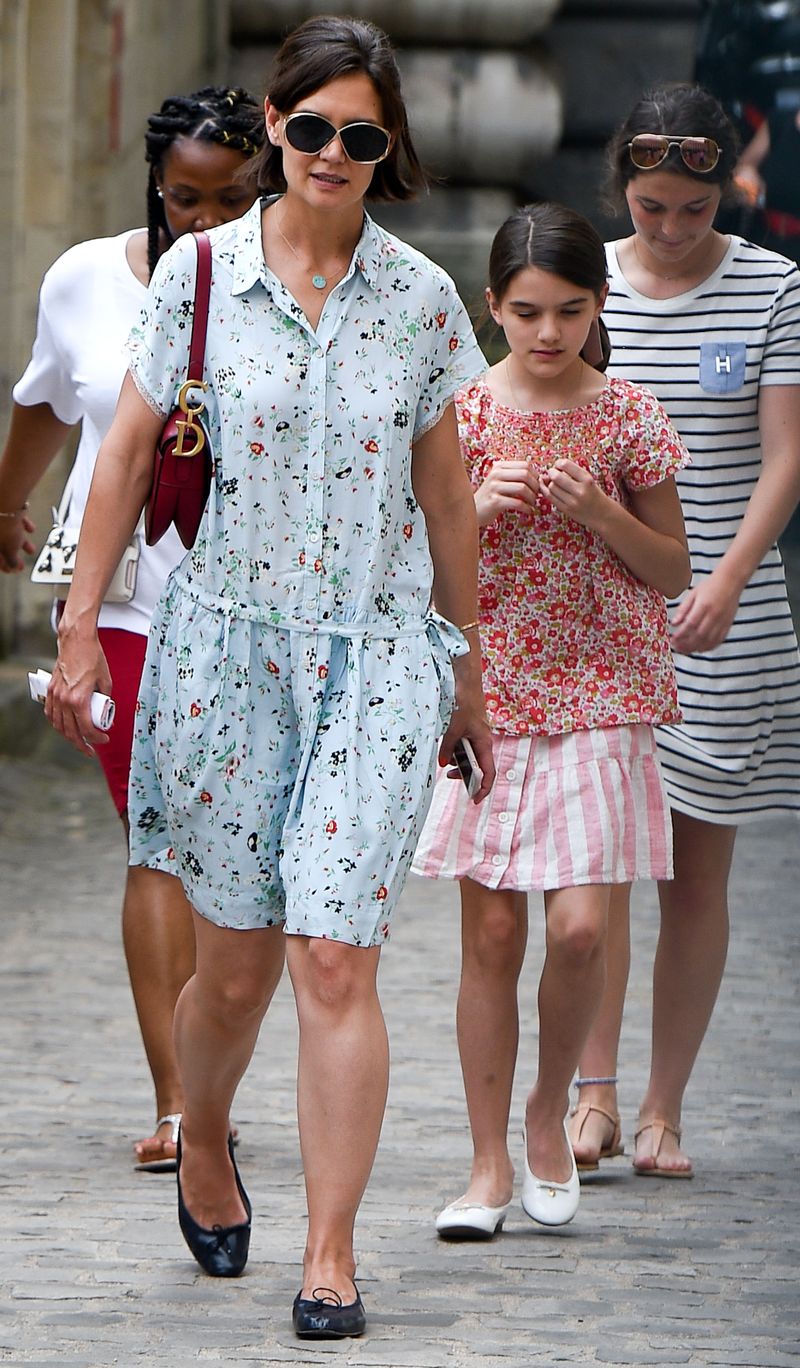 Katie Holmes is seen with her daughter Suri Cruise as they visit the Louvre in Paris