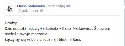 Kasia Markiewicz z The Voice of Poland nie żyje (VIDEO)