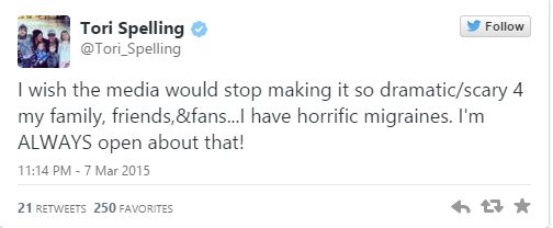 Tori Spelling niespodziewanie trafiła do szpitala Tori Spelling niespodziewanie trafiła do szpitala