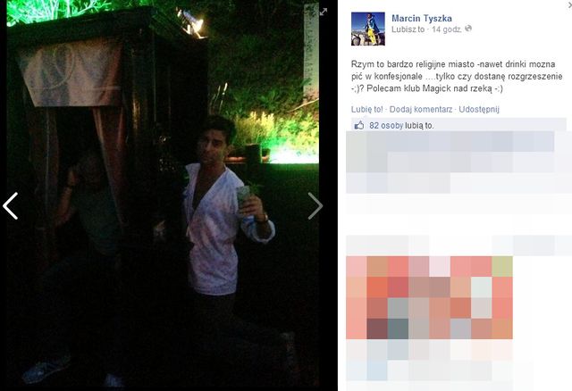 Marcin Tyszka fotografuje się przy konfesjonale!