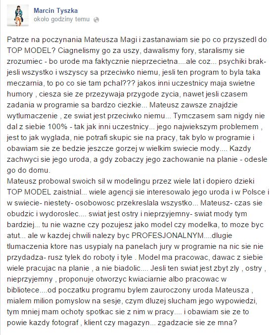 Tyszka o Madze: Jeśli program to męczarnia, po co się pchał?