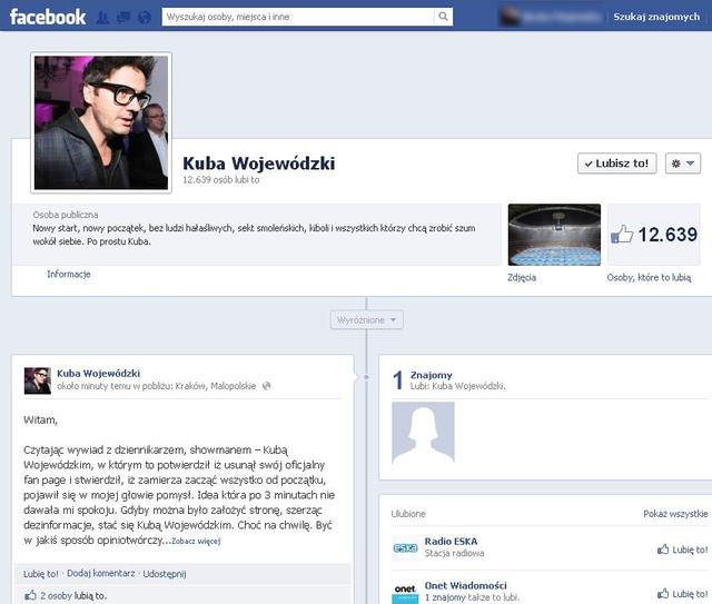 Nowe profile Wojewódzkiego na Facebooku są fałszywe