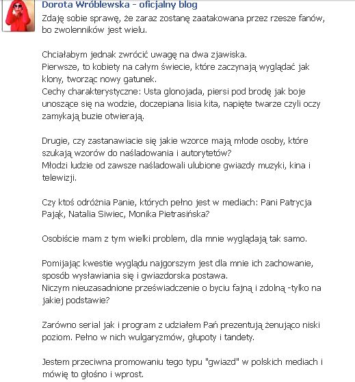 Znana fashionistka o Siwiec: Usta glonojada, piersi jak boje