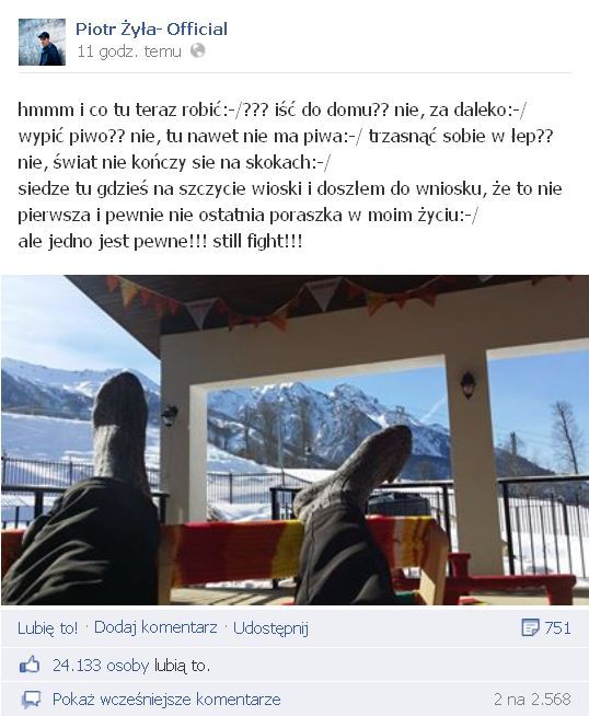 Żyła w Soczi: Doszłem do wniosku, że to nie pierwsza..