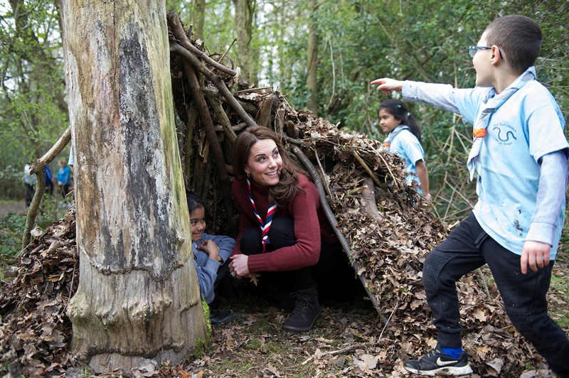 Britain's Catherine, Duchess of Cambridge, visits the Scout's headquarters at Gilwell Park
