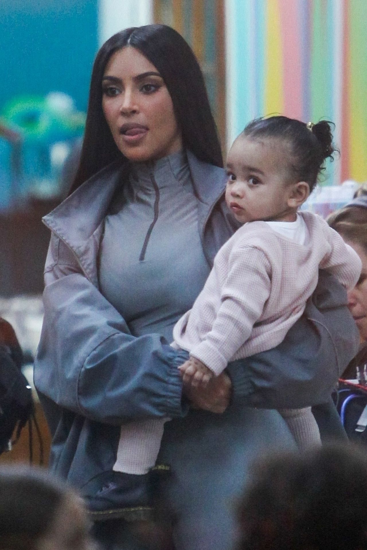 *EXCLUSIVE* The Kardashians Klan film at Color Me Mine in Calabasas Reign Disick, Kim Kardashian, Saint West, Chicago West