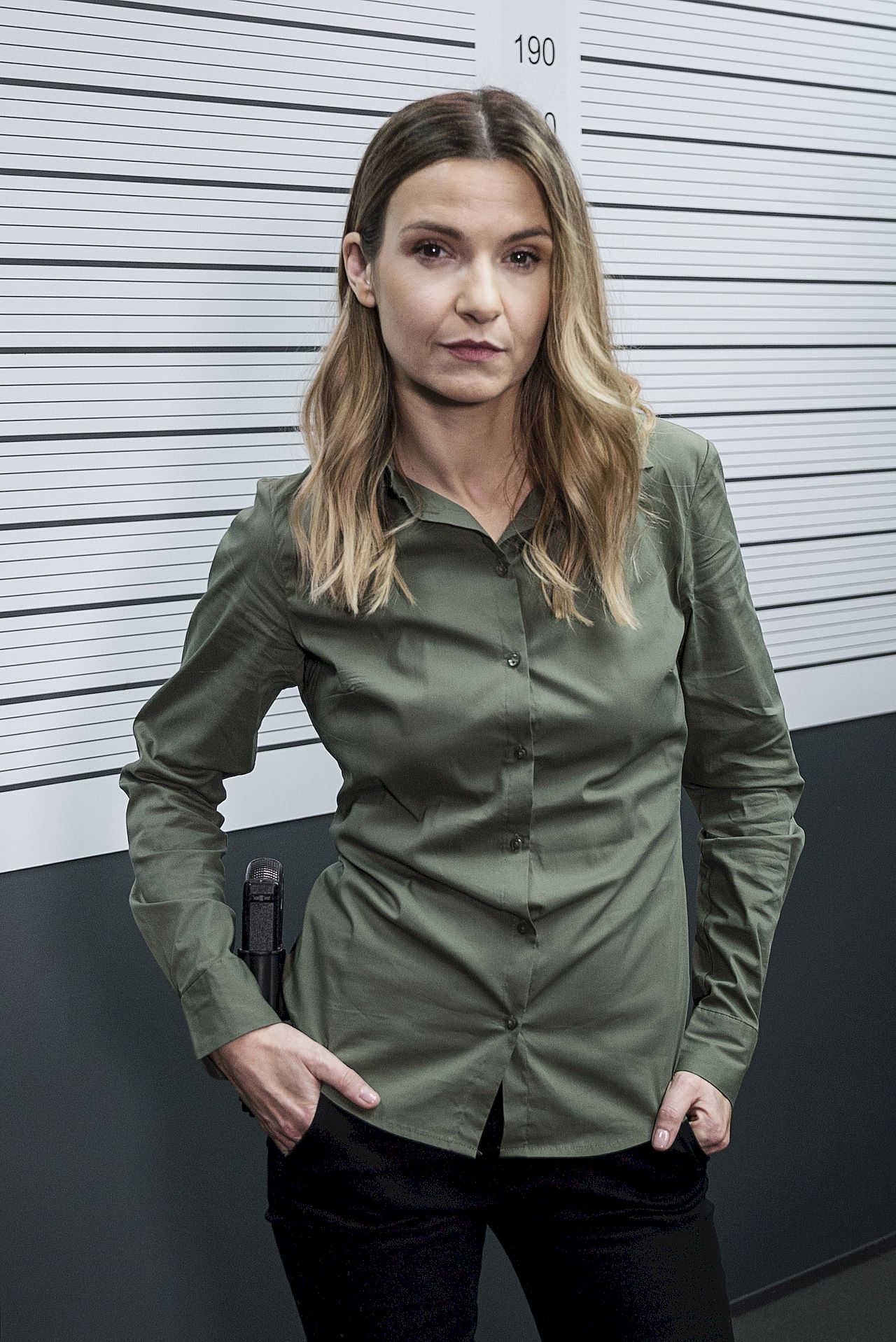 Joanna Koroniewska na planie serialu Ślad