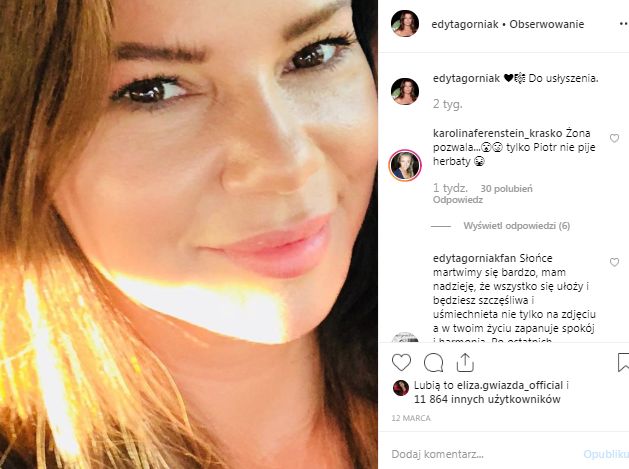 WPis KAroliny Ferenstein Kraśko na Instagramie Edyty Górniak