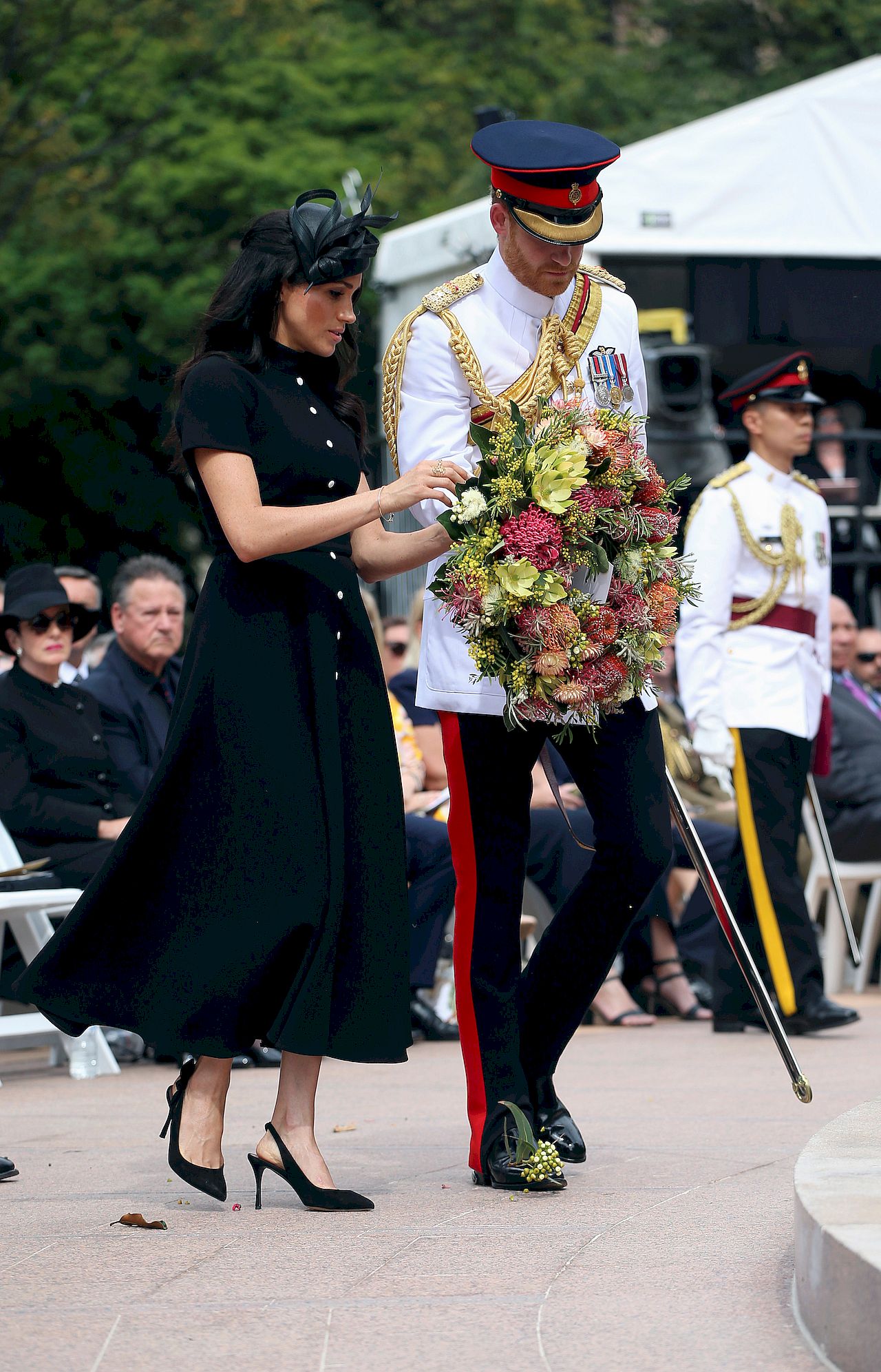 Meghan Markle i książę Harry podczas ceremonii upamiętniającej w Hyde Park, Sydney