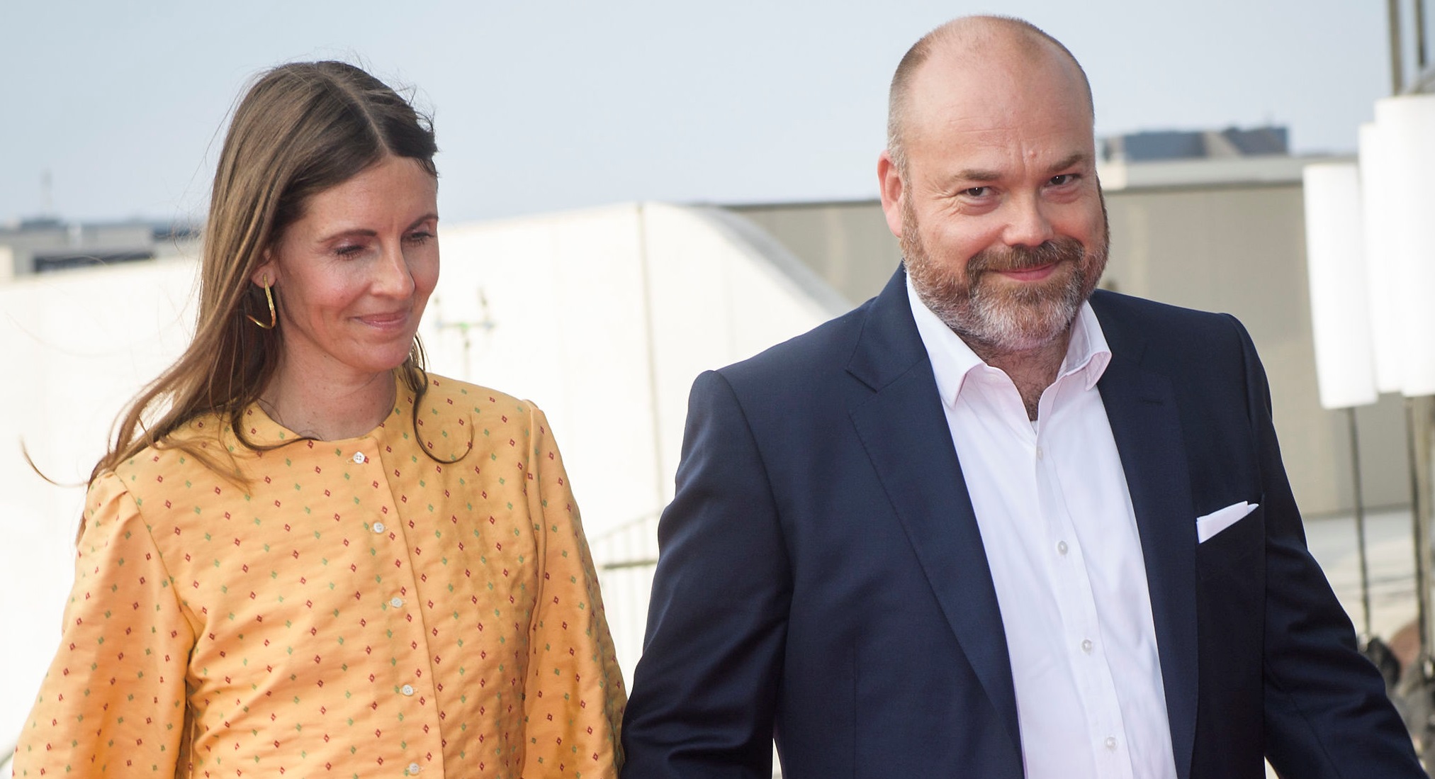 Bestseller company owner Anders Holch Povlsen and his wife Anne arrive at the celebration of the 50th birthday of Crown Prince Frederik of Denmark in Royal Arena in Copenhagen
