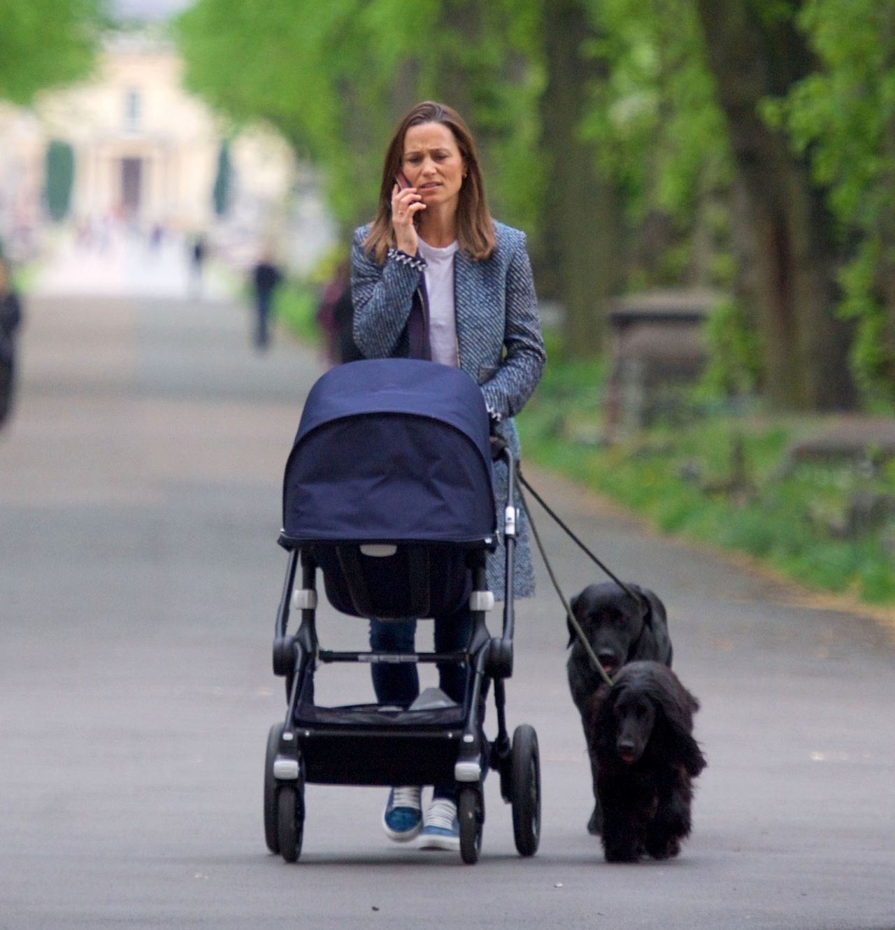 *EXCLUSIVE* *WEB MUST CALL FOR PRICING* Pippa Middleton is out walking her dogs along with her baby son Arthur for a brisk walk in the park
