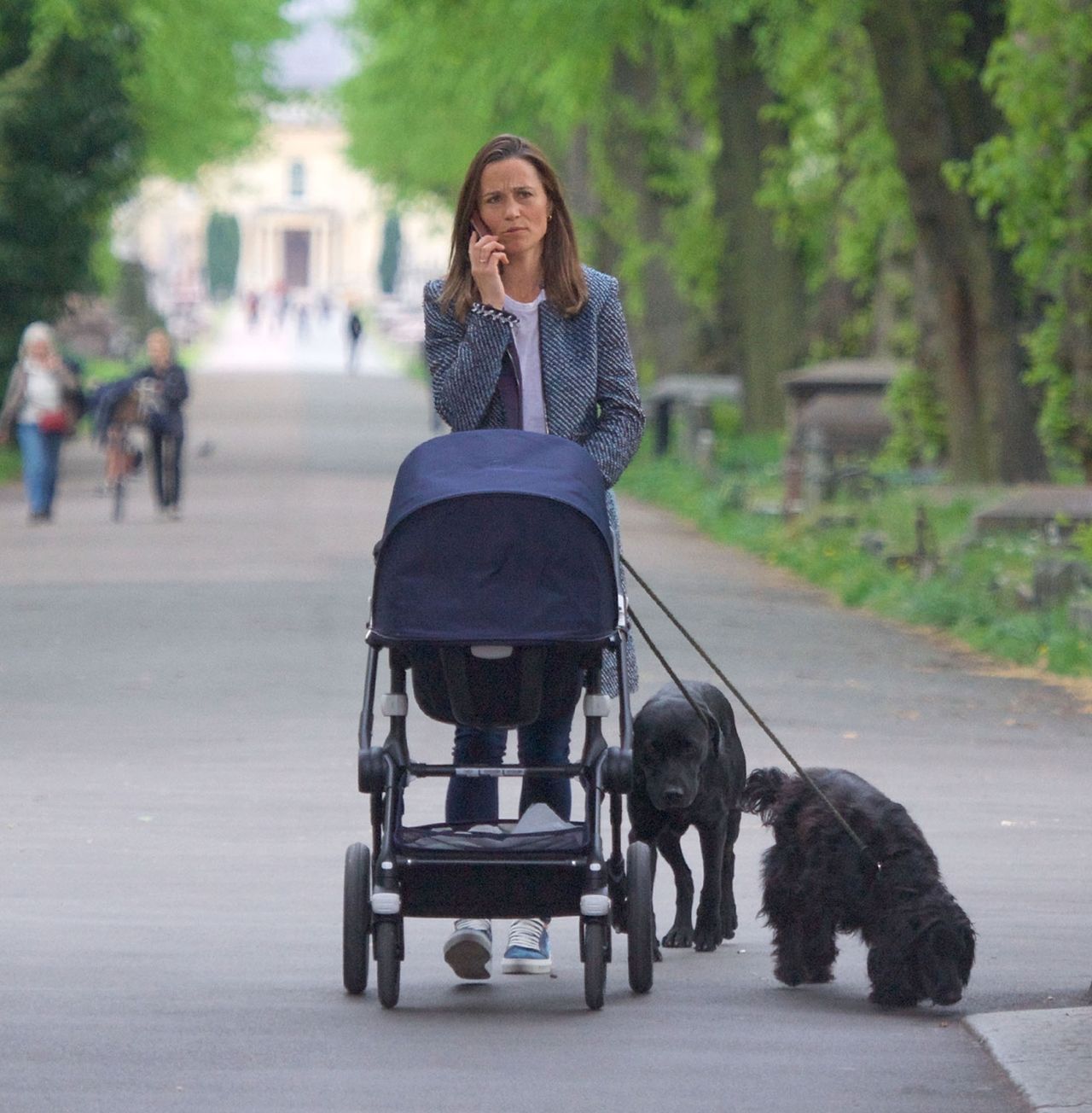*EXCLUSIVE* *WEB MUST CALL FOR PRICING* Pippa Middleton is out walking her dogs along with her baby son Arthur for a brisk walk in the park