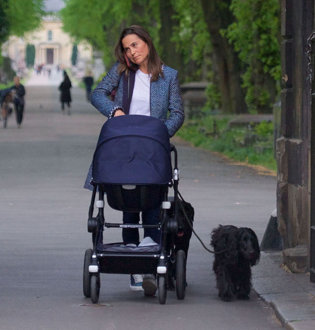 *EXCLUSIVE* *WEB MUST CALL FOR PRICING* Pippa Middleton is out walking her dogs along with her baby son Arthur for a brisk walk in the park