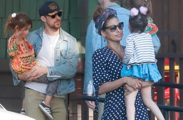 Piękna Eva Mendes ze swym przystojnym mężem, Ryanem Goslingiem i córkami (ZDJĘCIA)