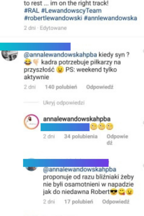 Instagram Anny Lewandowskiej komentarze