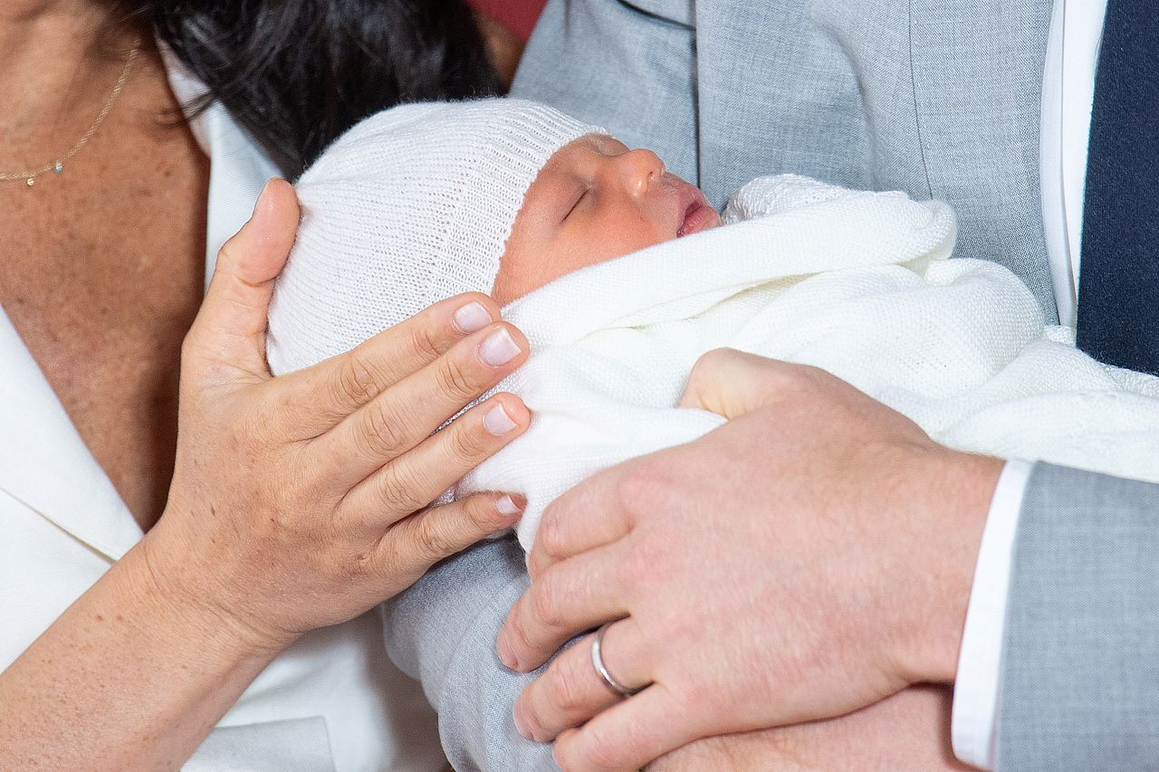 Britain's Prince Harry and Meghan, Duchess of Sussex are seen with their baby son at Windsor Castle