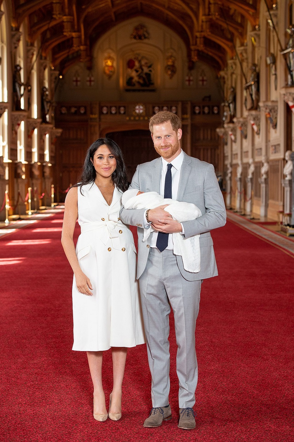 Britain's Prince Harry and Meghan, Duchess of Sussex are seen with their baby son at Windsor Castle