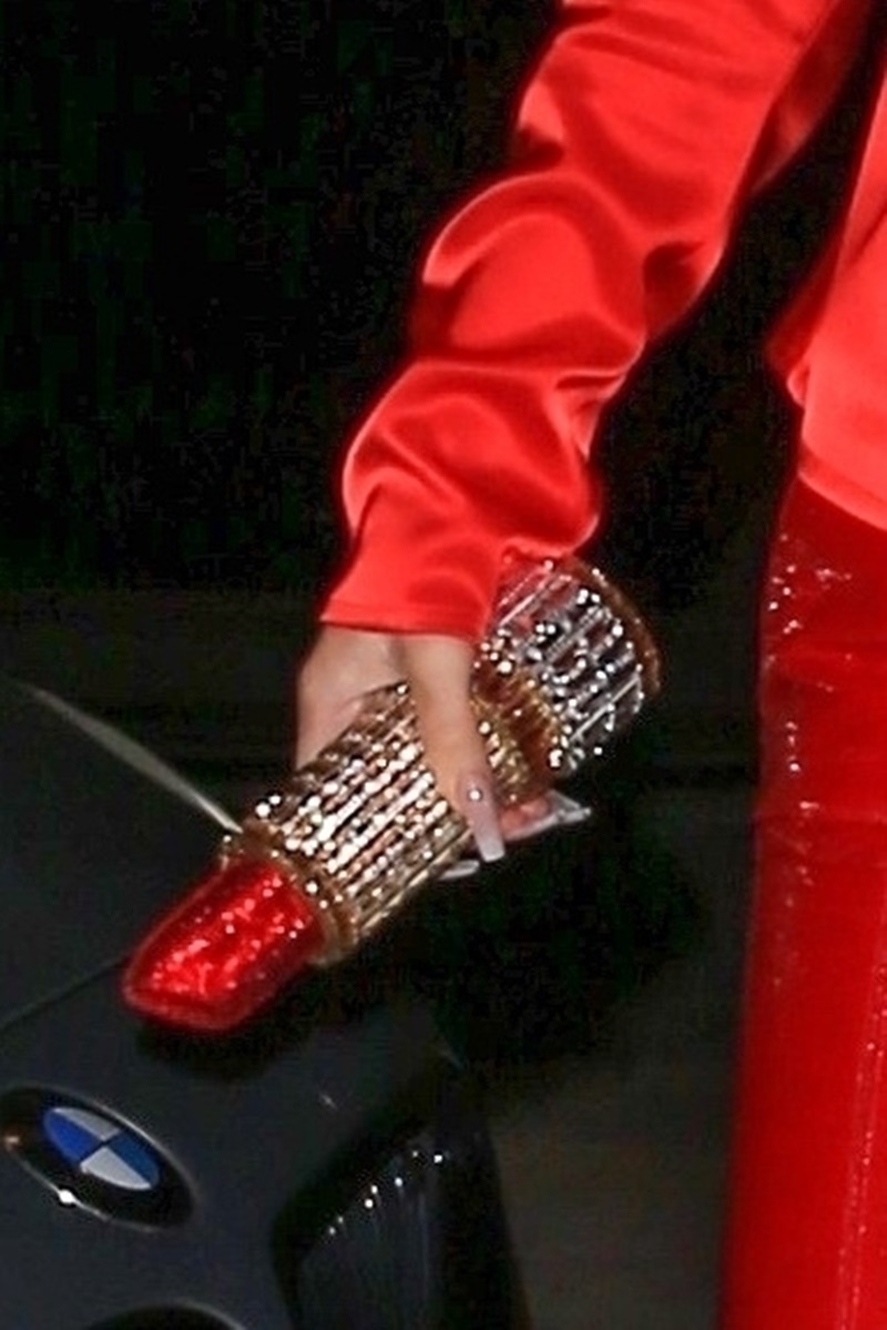 *EXCLUSIVE* Lady in red Kylie Jenner arrives for dinner at Catch restaurant in LA Kylie Jenner