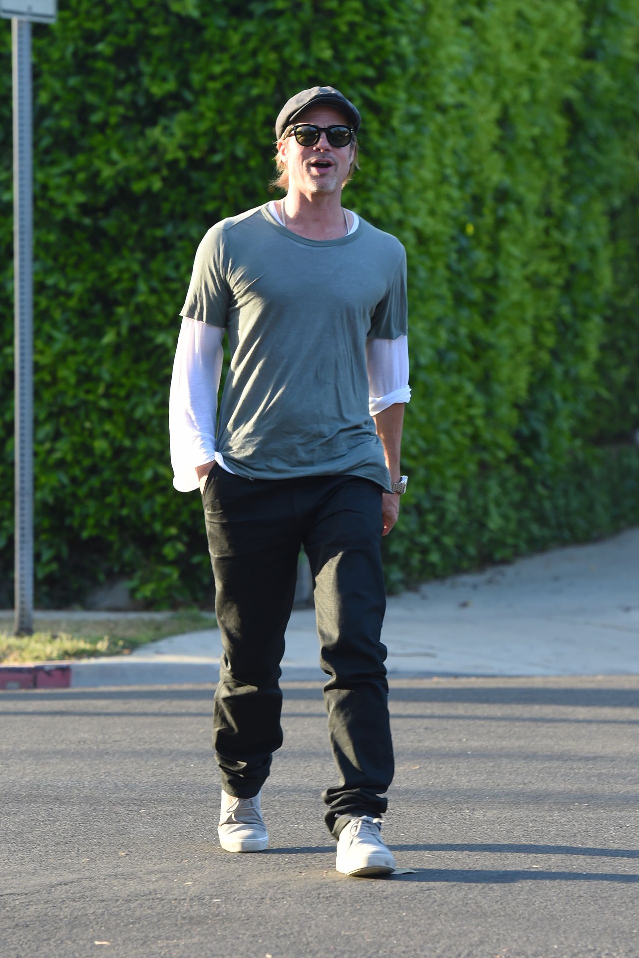 PREMIUM EXCLUSIVE - This is the moment Brad Pitt smiles cheekily as he is asked on camera the question that the world wants to know: Are you getting back with Jennifer Aniston?