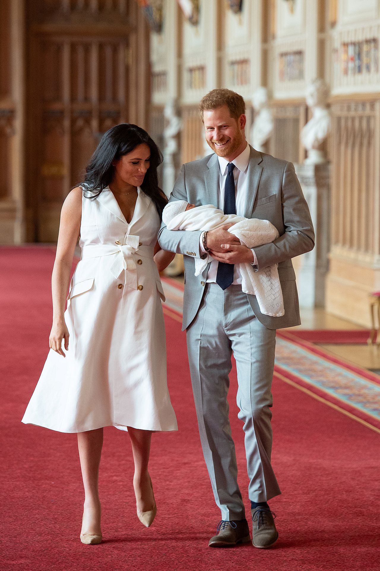 Britain's Prince Harry and Meghan, Duchess of Sussex are seen with their baby son at Windsor Castle