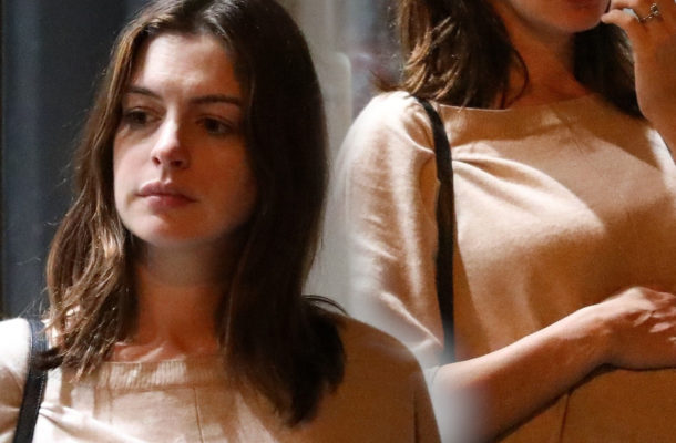 Anne Hathaway podkreśliła ciążowe krągłości tą stylizacją. Ma już spory BRZUSZEK (ZDJĘCIA)