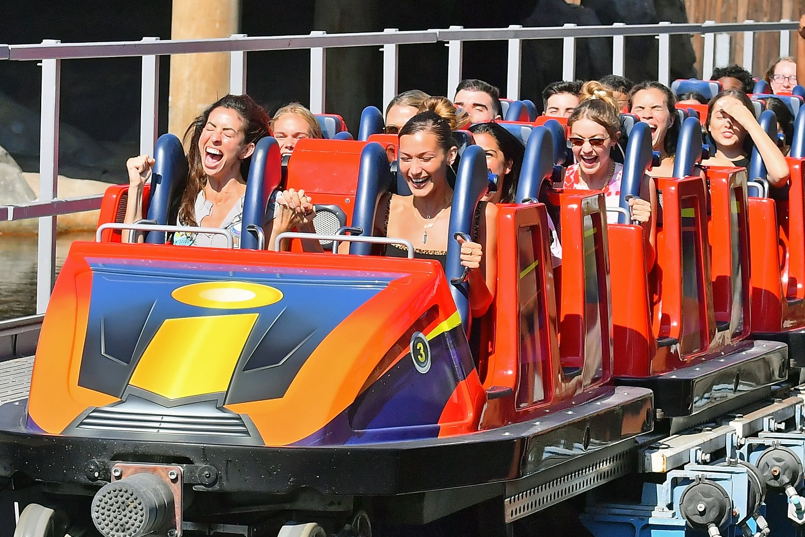 ** PREMIUM EXCLUSIVE RATES APPLY **Gigi Hadid and Bella Hadid celebrate their friend Leah's birthday at Disneyland