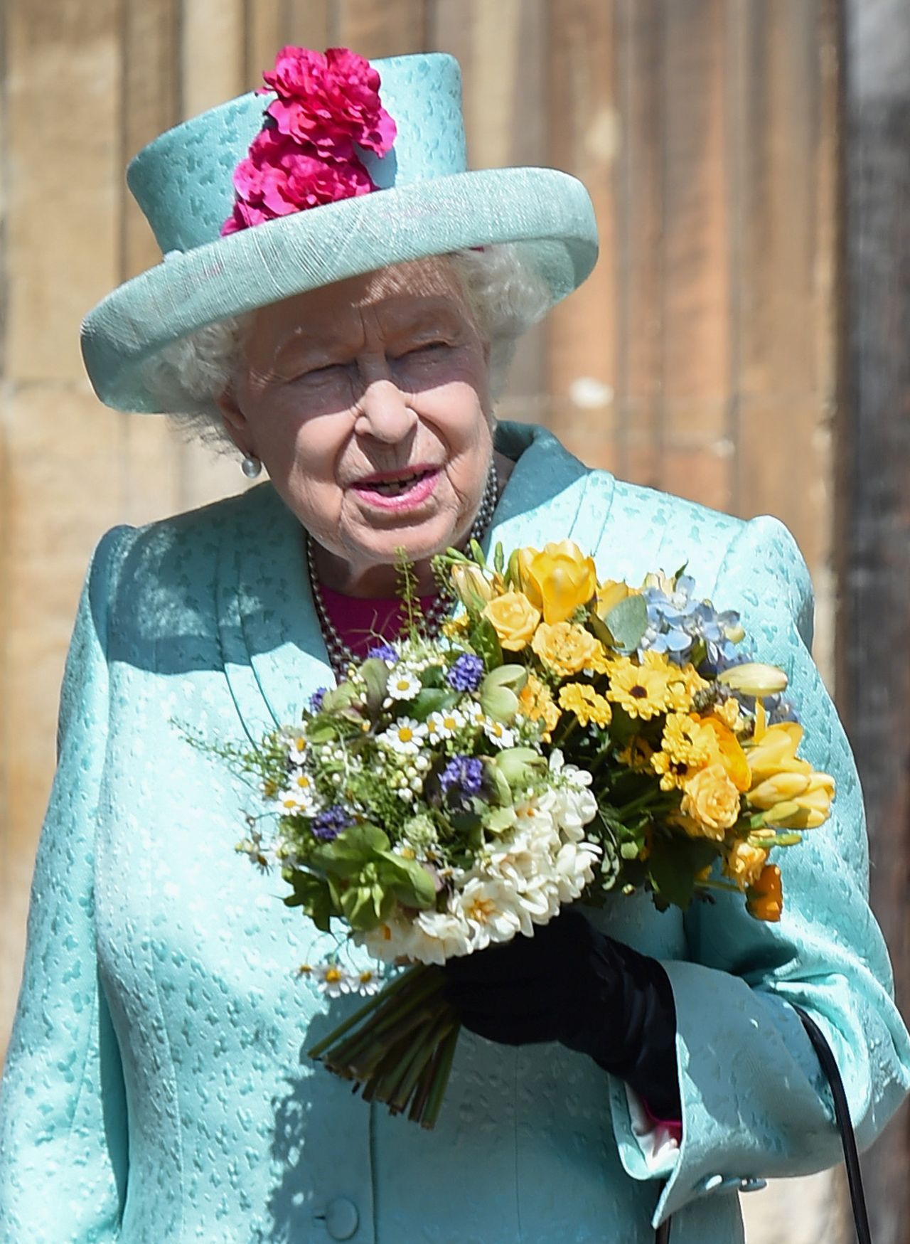 Britain's Queen Elizabeth II arrives at the Easter Mattins Service at St. George's Chapel, at Windsor Castle