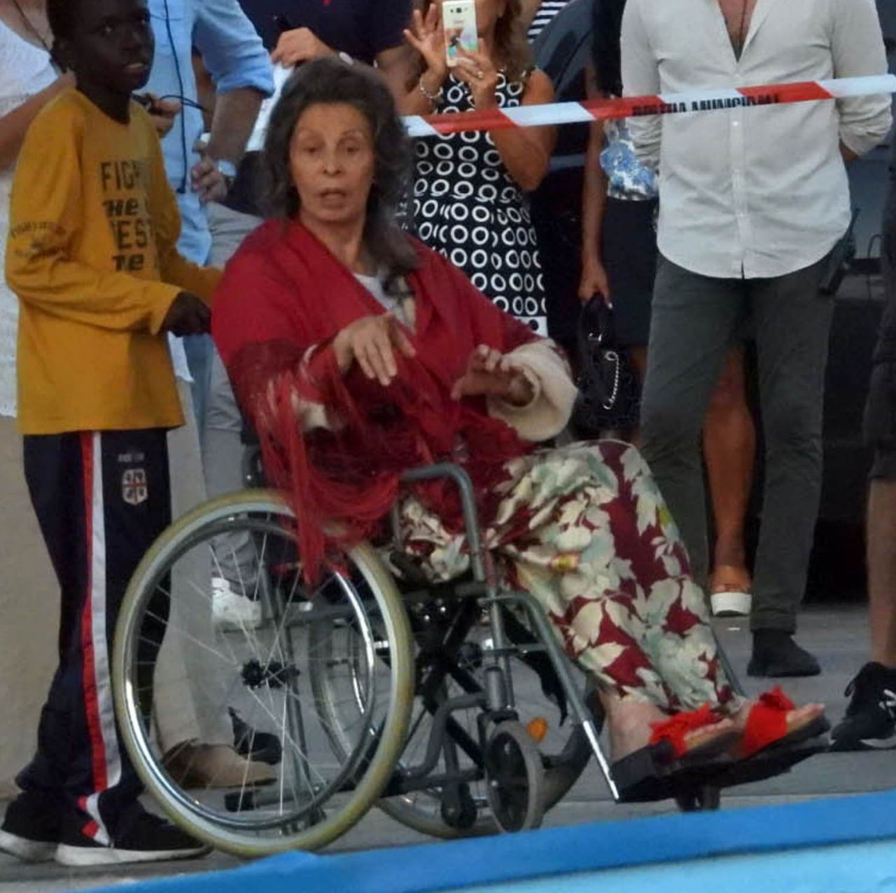 EXCLUSIVE: Screen legend Sofia Loren is almost unrecognisable as she films her latest role, as a wheelchair-bound career.