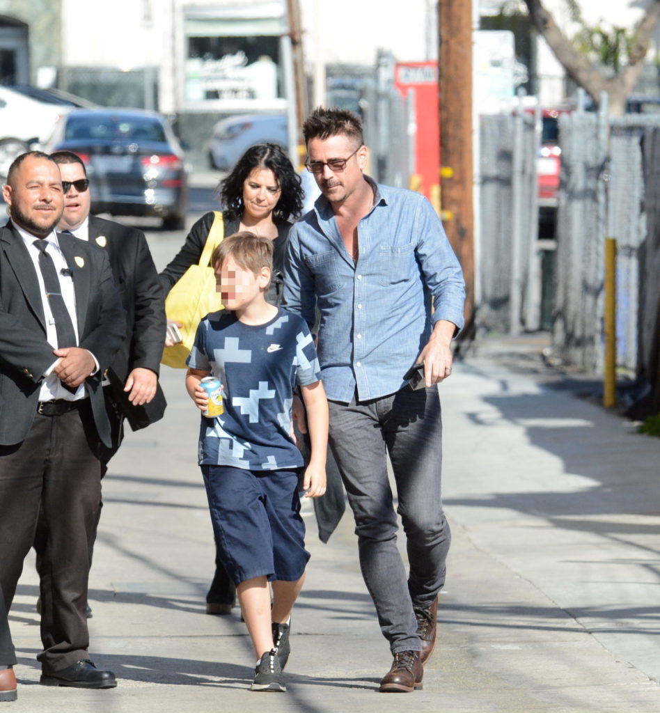 Colin Farrell Arrives At Jimmy Kimmel Live With Son Henry