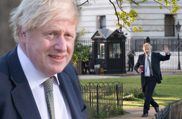 Boris Johnson niedawno wyszedł ze szpitala. Teraz spaceruje z kawką i bez MASECZKI