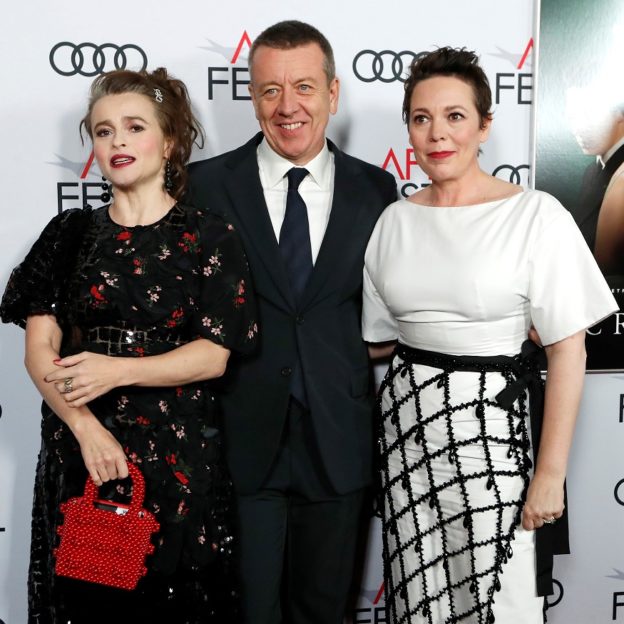 Creator Morgan poses with cast members Carter and Colman at a premiere for the season 3 of "The Crown" during AFI Fest 2019 in Los Angeles
