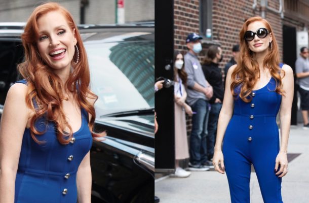 Piękna Jessica Chastain w drodze do studia
