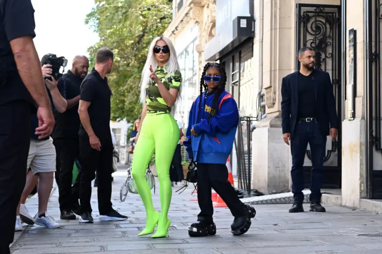Kim Kardashian and Kris Jenner leaving Jean Paul Gaultier HQ in Paris