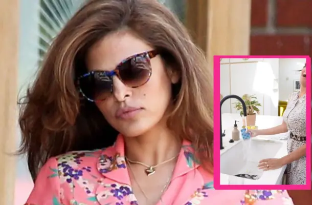 Eva Mendes reklamuje gąbkę do mycia naczyń i pokazuje dom, w którym mieszka z Ryanem Goslingiem