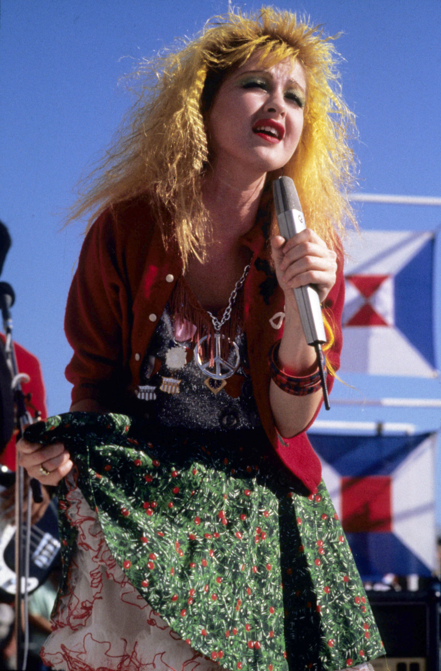 Singer Cyndi Lauper on stage late 80's