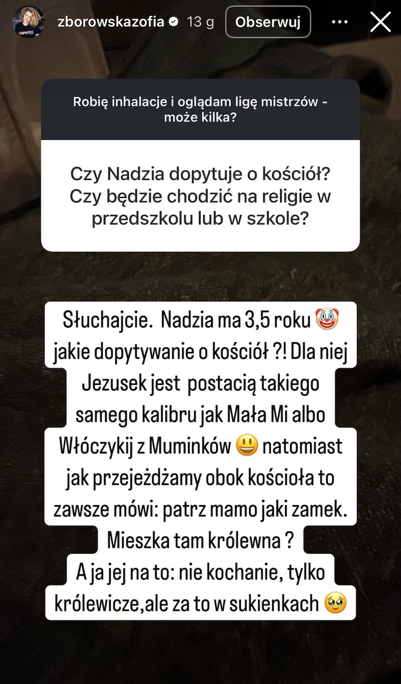 Zofia Zborowska o wierze swojej córki.
