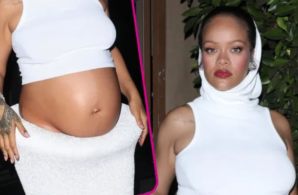 Ciężarna Rihanna paradowała z odsłoniętym brzuszkiem! Poród tuż tuż, a ona wygląda jak z wybiegu (FOTO)