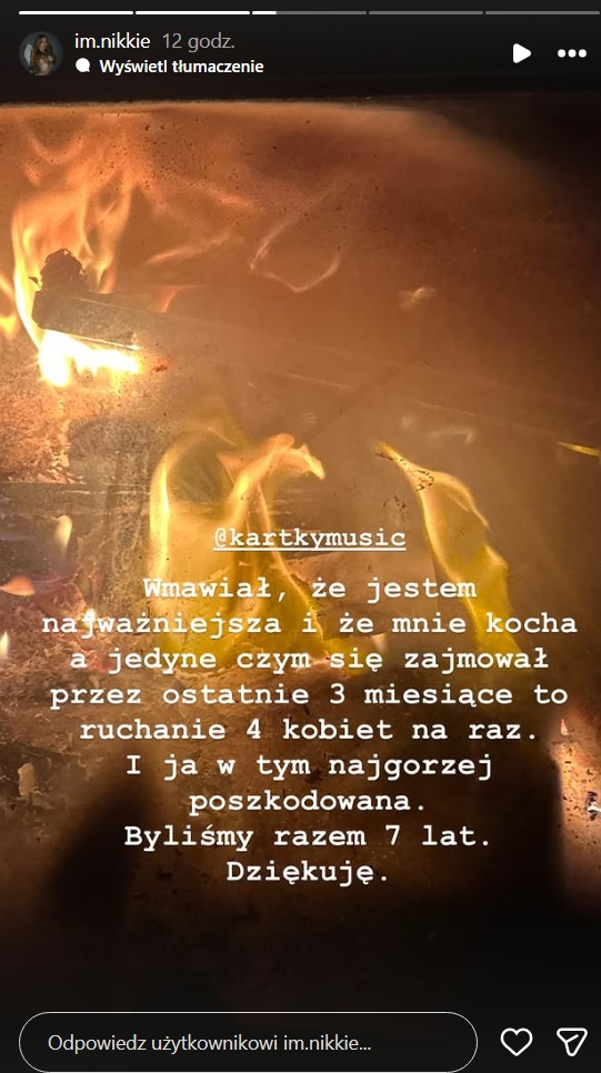 Partnerka Kartky'ego wyjawiła prawdę, fot. Instagram